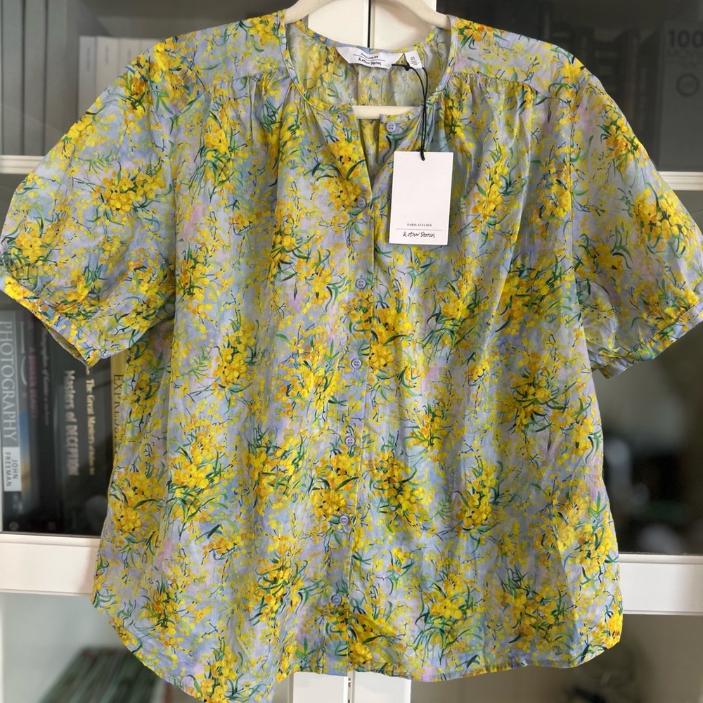 & Other Stories Women's Puff Sleeve Blouse 100% cotton NEW SIZE 6 - Picture 2 of 6
